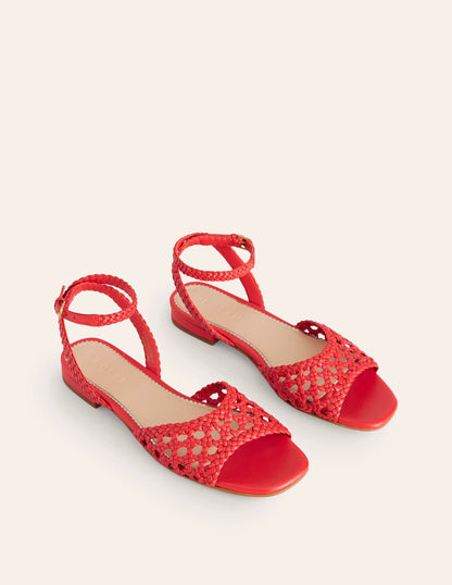 Woven Flat Sandals-Post Box Red