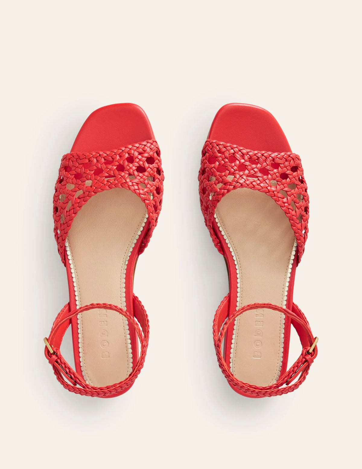 Woven Flat Sandals-Post Box Red