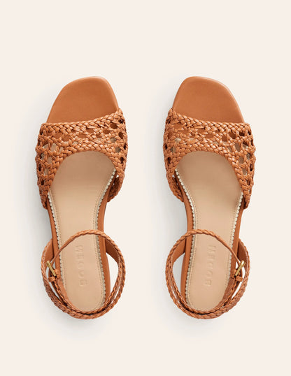 Woven Flat Sandals-Tan