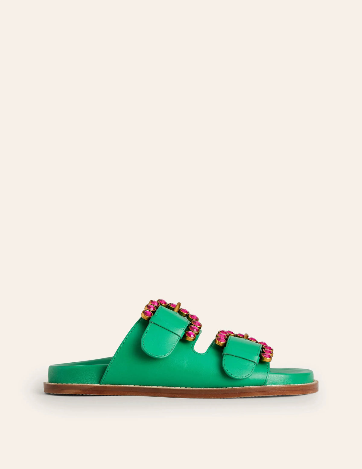 Double Buckle Sliders-Rich Emerald