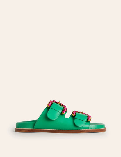 Double Buckle Sliders-Rich Emerald
