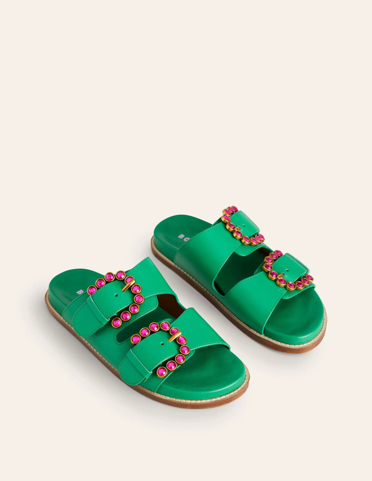 Double Buckle Sliders-Rich Emerald