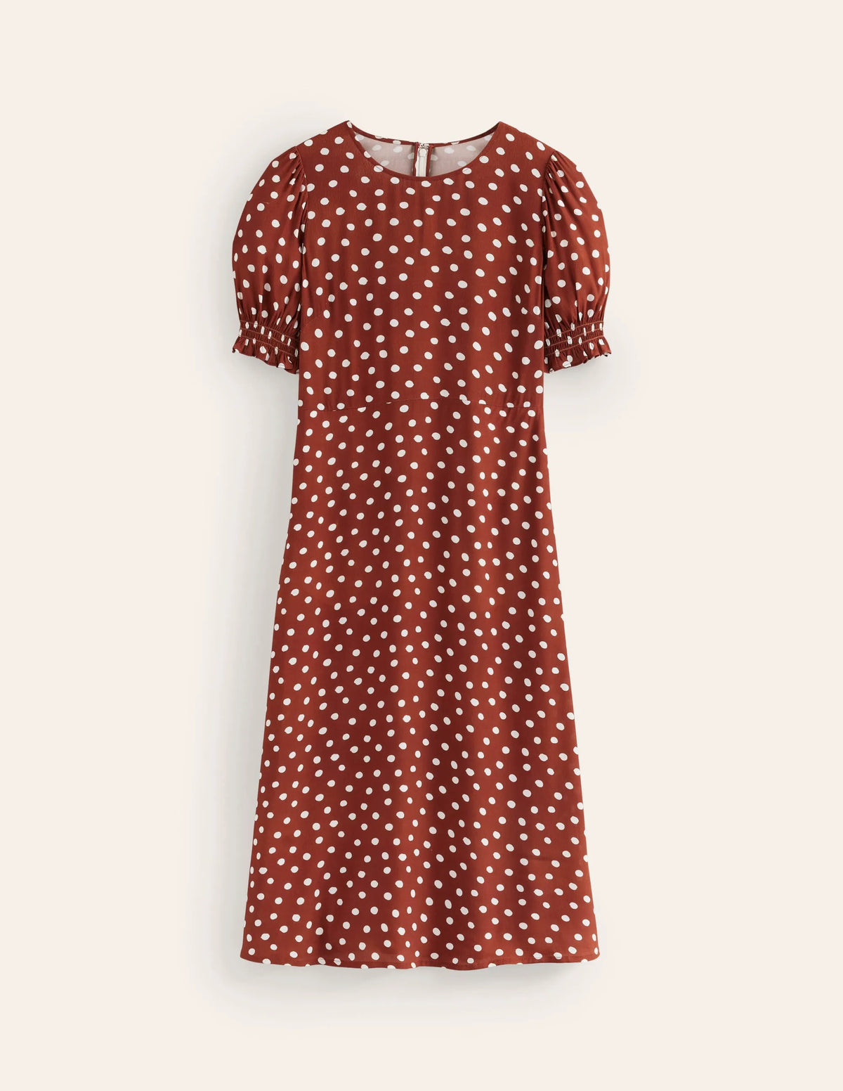 Corinne Midi Tea Dress-Burnt Henna, Abstract Dot