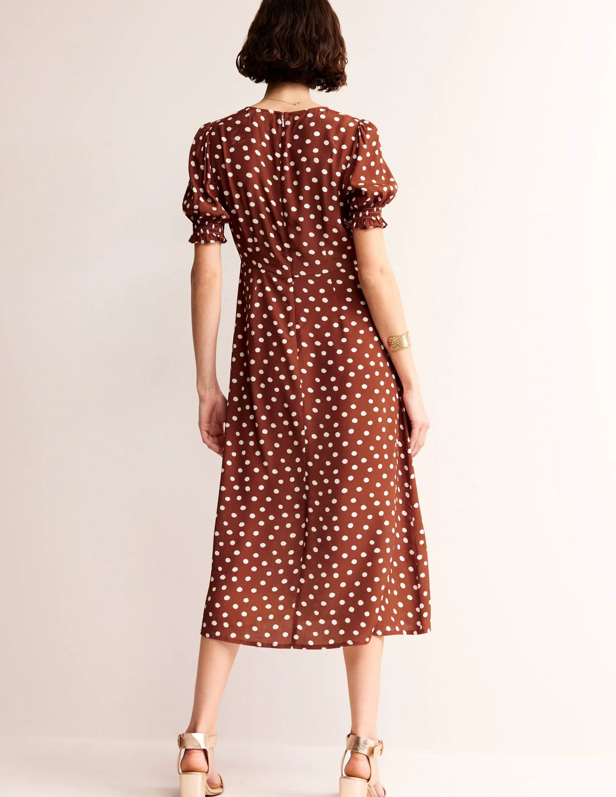 Corinne Midi Tea Dress-Burnt Henna, Abstract Dot