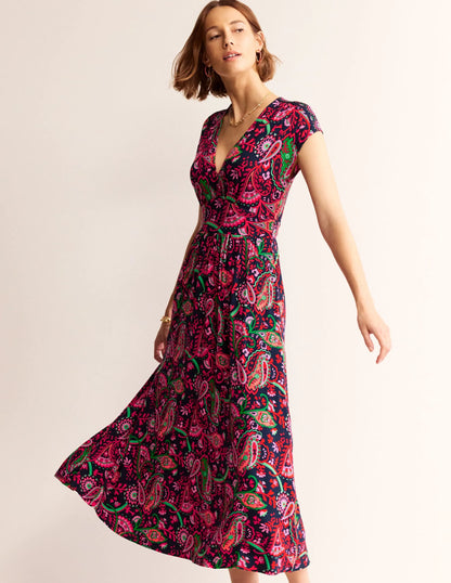 Vanessa Wrap Jersey Maxi Dress-French Navy, Fantastical