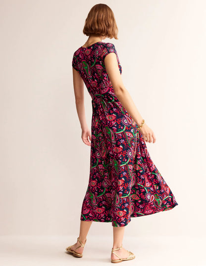 Vanessa Wrap Jersey Maxi Dress-French Navy, Fantastical