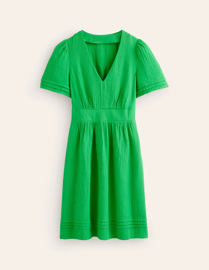 Eve Double Cloth Short Dress-Kelly Green