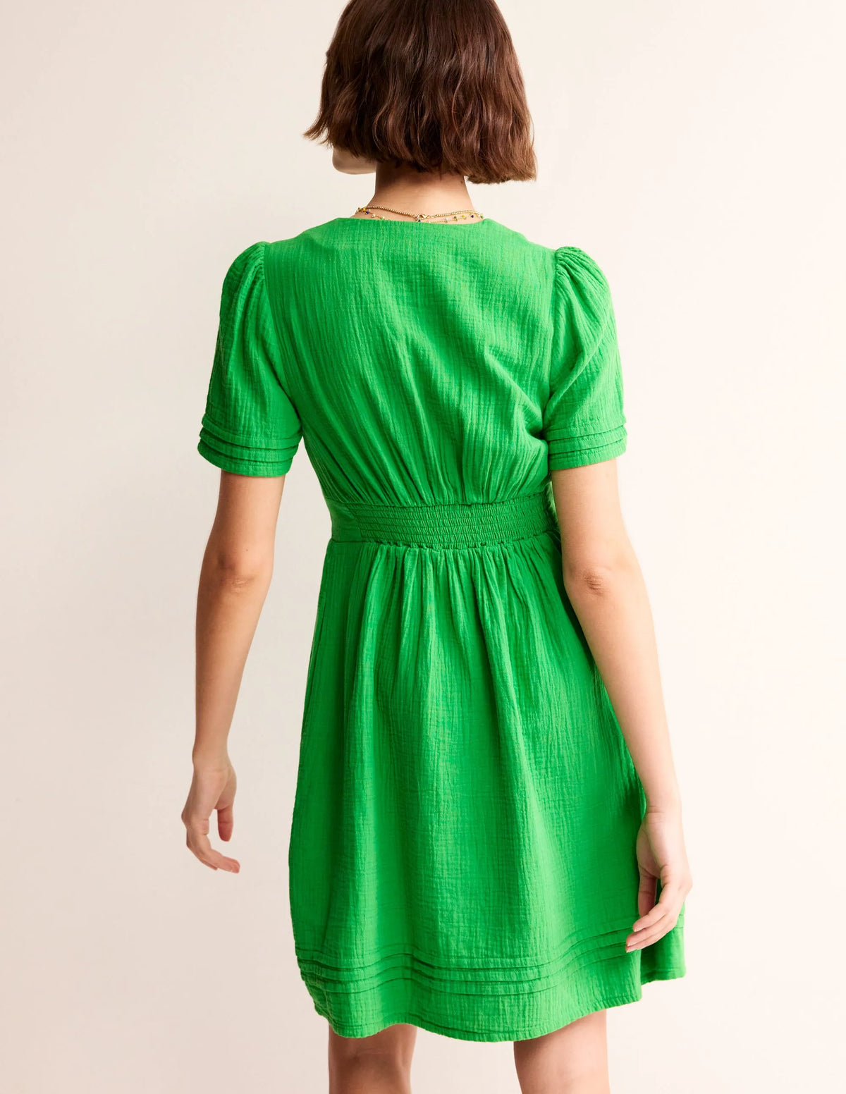 Eve Double Cloth Short Dress-Kelly Green
