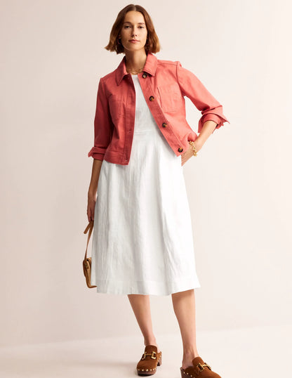 Carla Linen Midi Dress-White