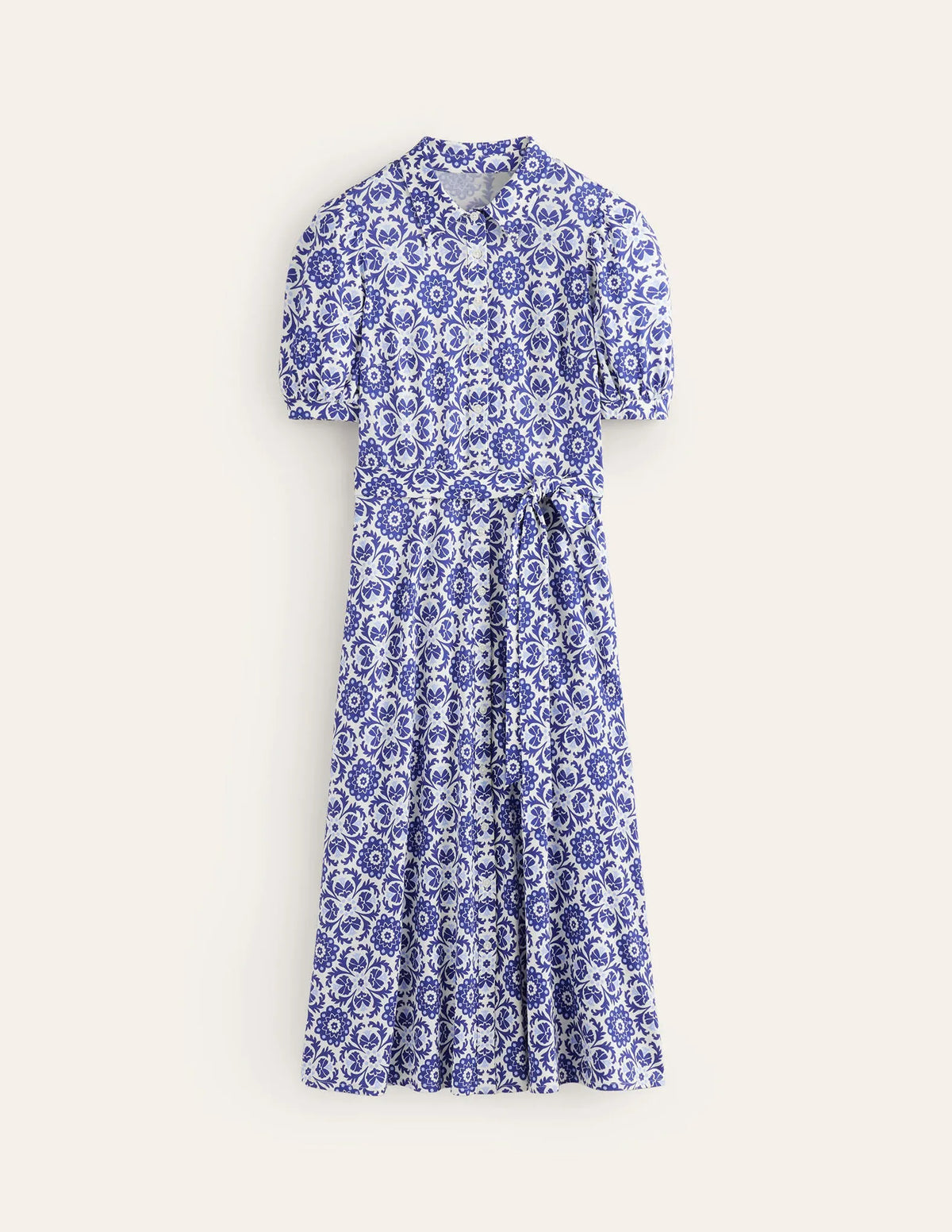 Libby Jersey Midi Shirt Dress-Surf the Web, Mosaic Bloom