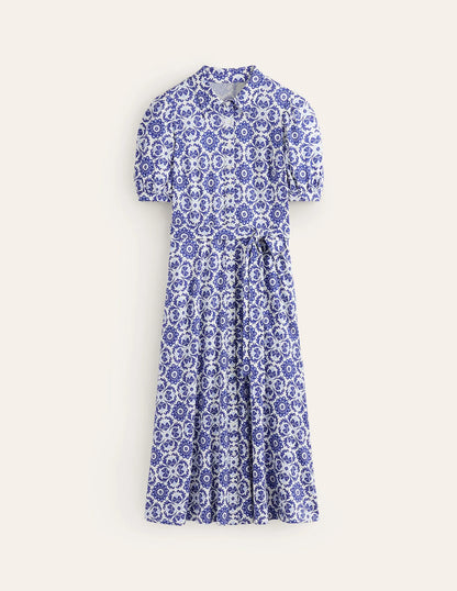 Libby Jersey Midi Shirt Dress-Surf the Web, Mosaic Bloom