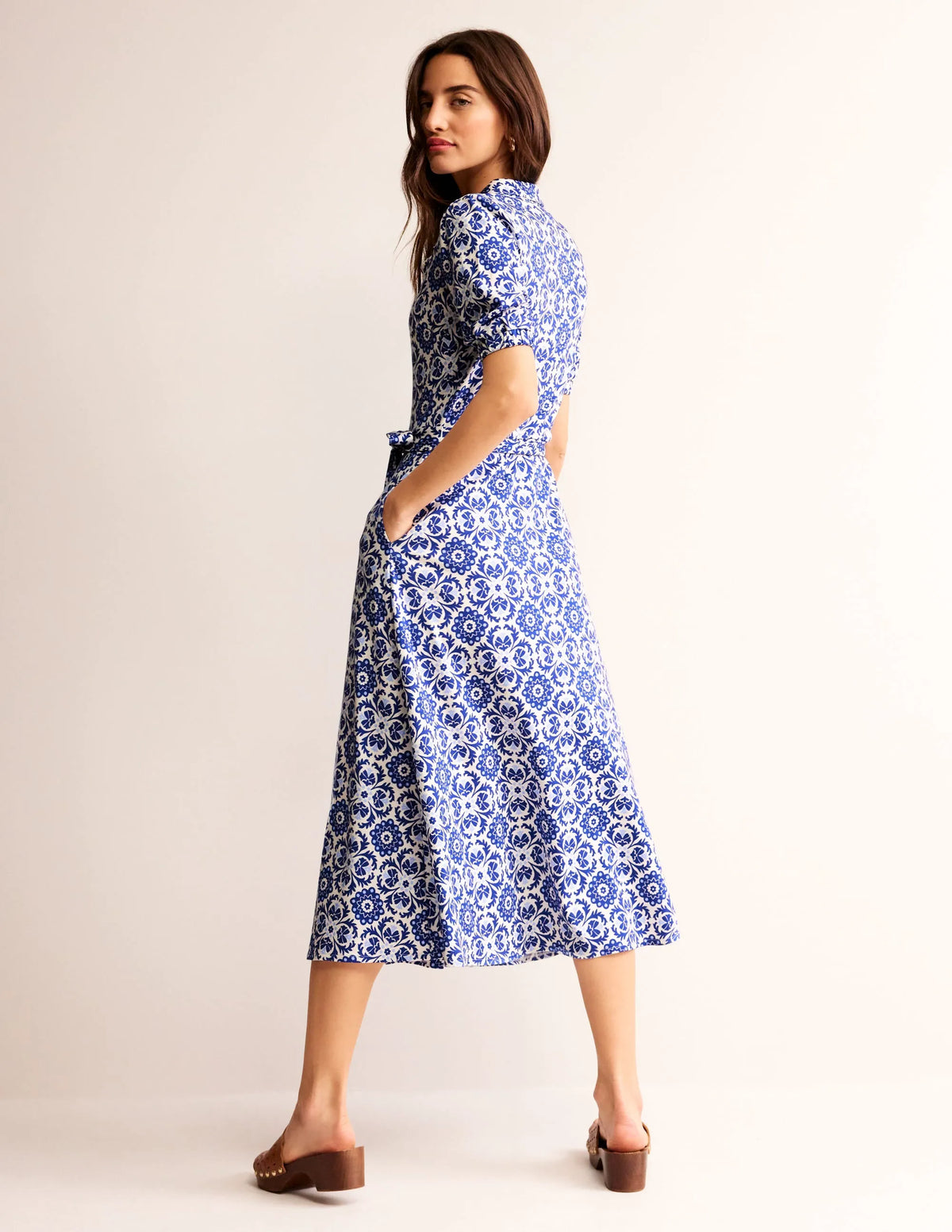 Libby Jersey Midi Shirt Dress-Surf the Web, Mosaic Bloom