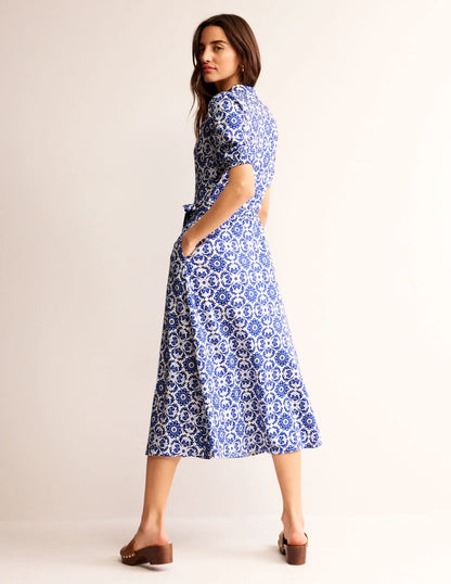 Libby Jersey Midi Shirt Dress-Surf the Web, Mosaic Bloom