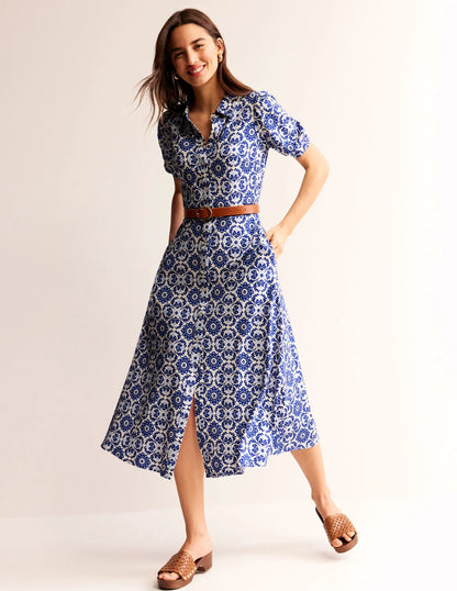 Libby Jersey Midi Shirt Dress-Surf the Web, Mosaic Bloom