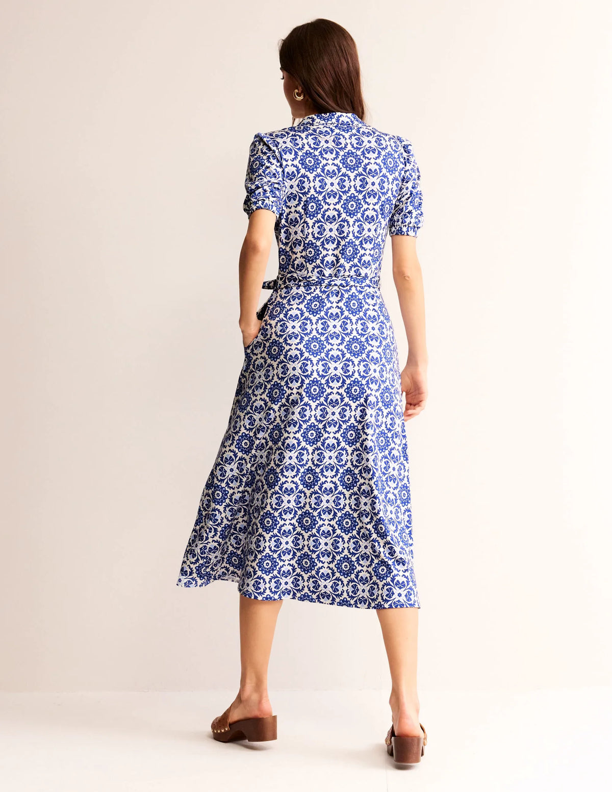 Libby Jersey Midi Shirt Dress-Surf the Web, Mosaic Bloom