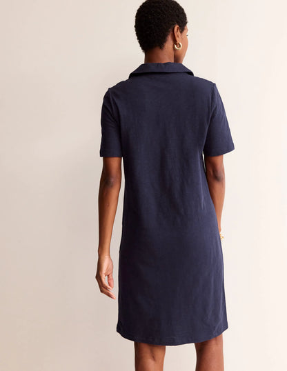 Ingrid Polo Cotton Dress-Navy