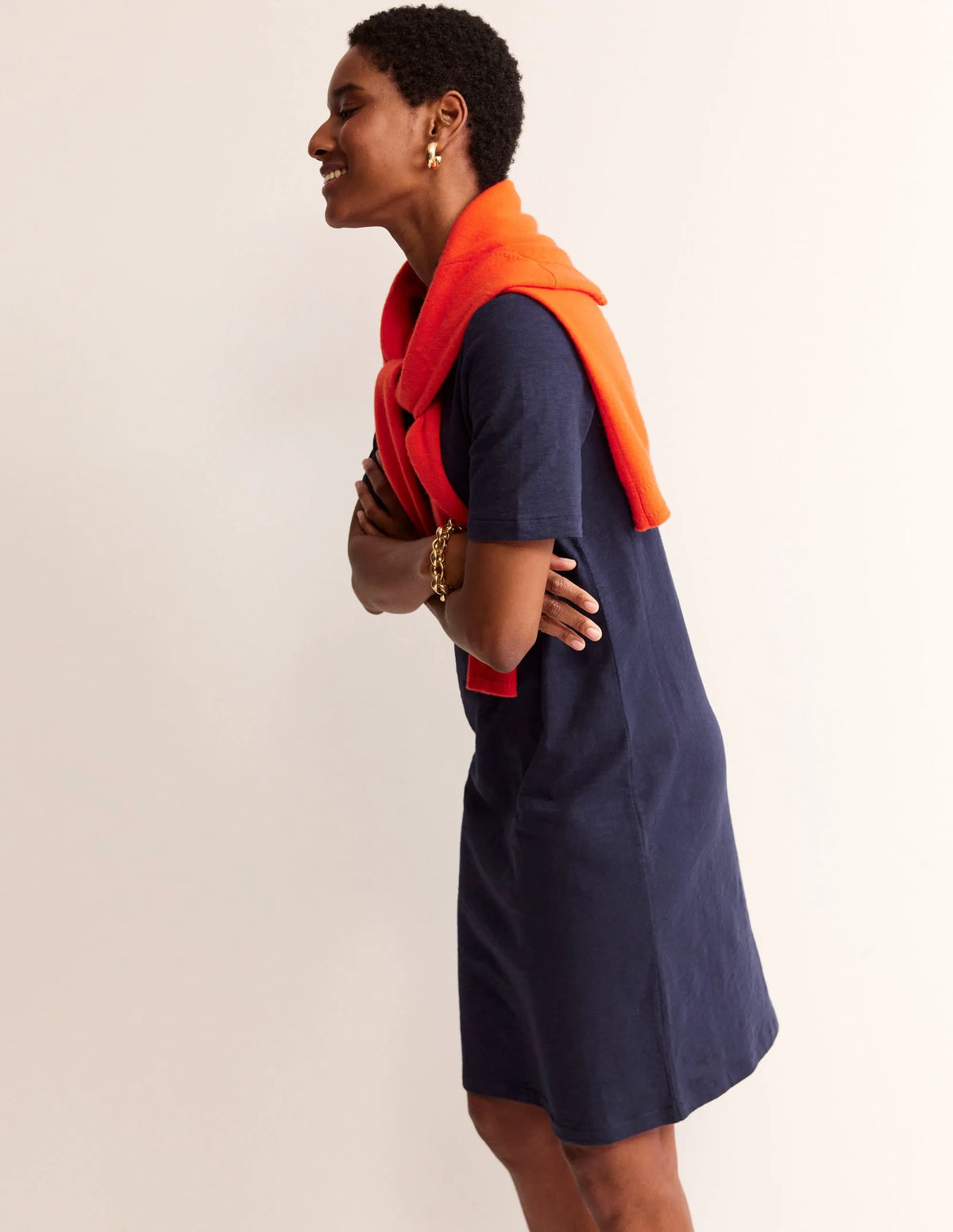 Ingrid Polo Cotton Dress-Navy