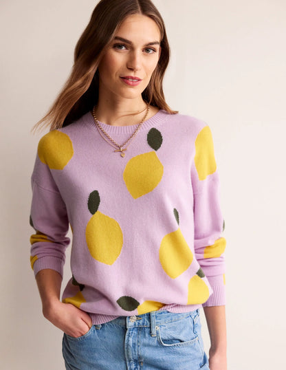 Lydia Cashmere Jumper-Soft Lavender, Lemons
