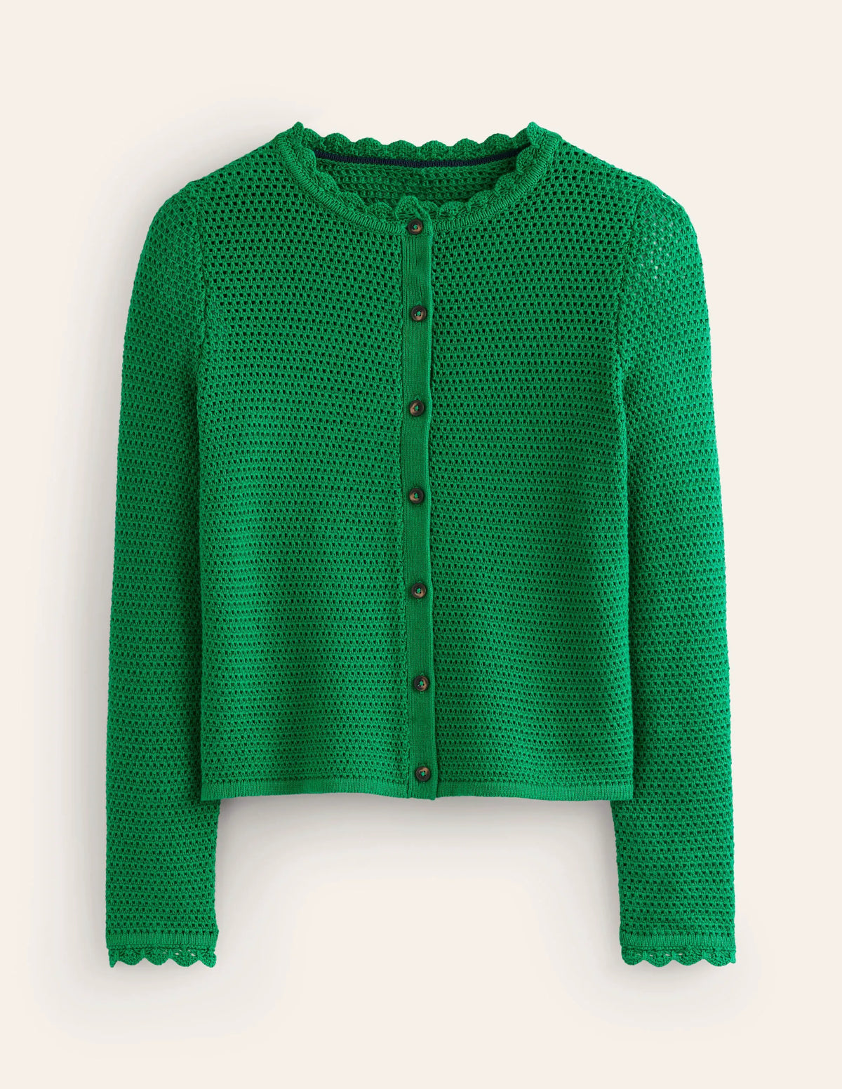 Textured Scallop Cardigan-Rich Emerald