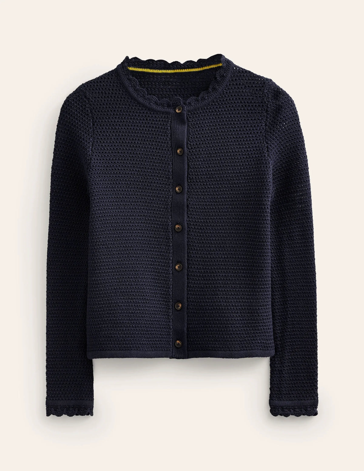 Textured Scallop Cardigan-Navy