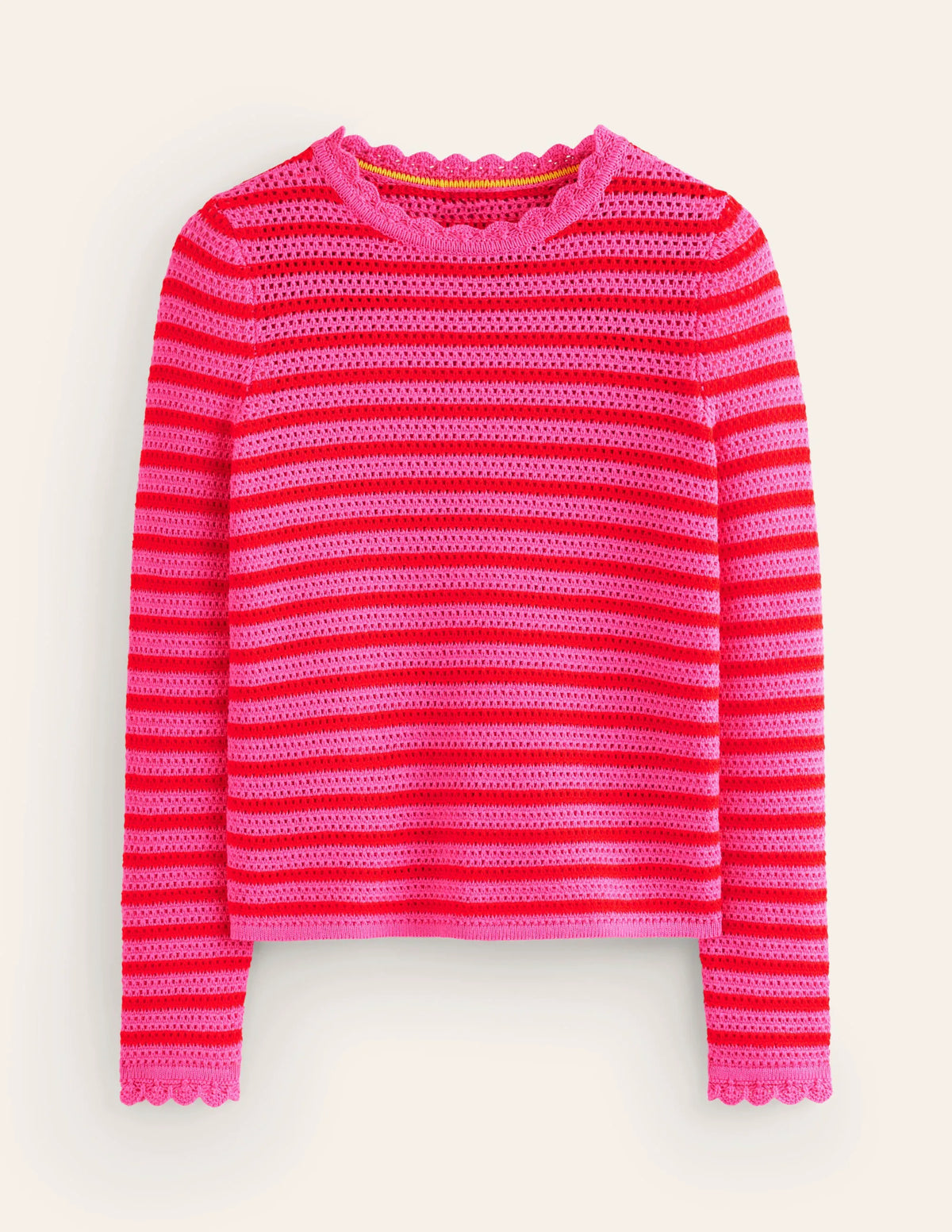 Textured Scallop Sweater-Party Pink/ Red