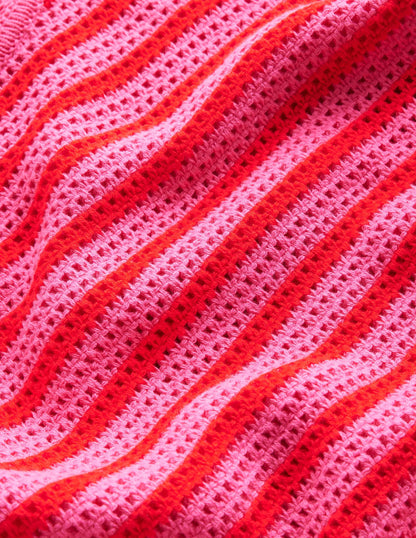 Textured Scallop Sweater-Party Pink/ Red