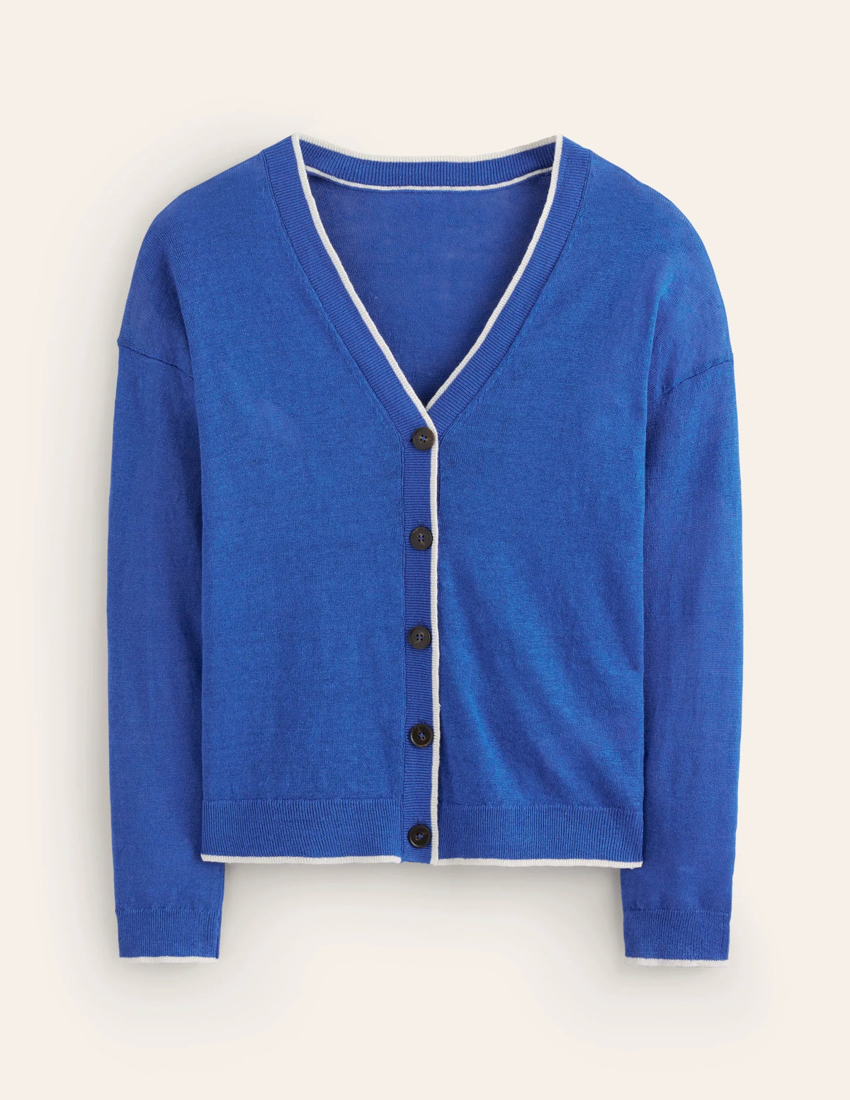 Maggie V-Neck Linen Cardigan-Mariner Blue