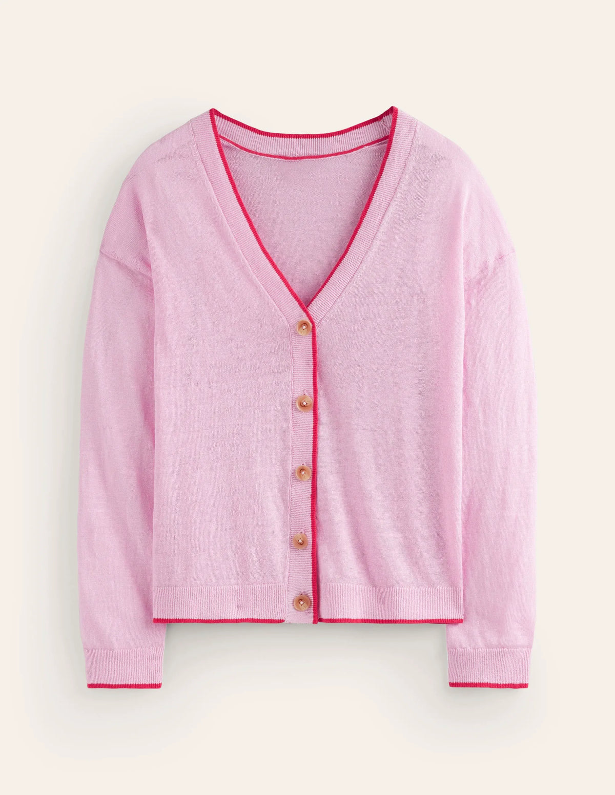 Maggie V-Neck Linen Cardigan-Sweet Lilac Pink