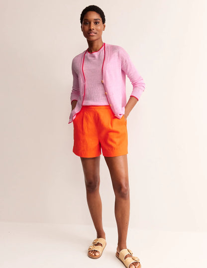 Maggie V-Neck Linen Cardigan-Sweet Lilac Pink