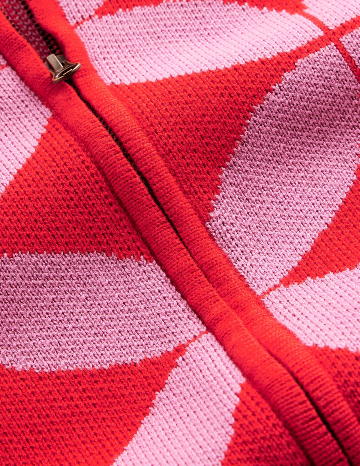 Jacquard Zip Up Cardigan-Ruby Red, Diamond Terrace