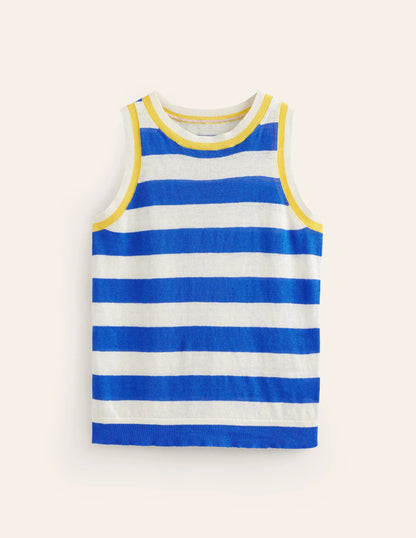 Maggie Linen Vest-Mariner Blue/ Warm Ivory