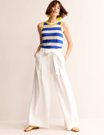 Maggie Linen Vest-Mariner Blue/ Warm Ivory