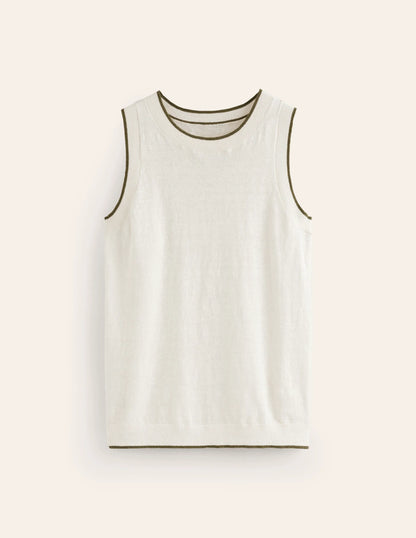 Maggie Linen Vest-Warm Ivory