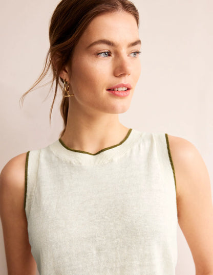 Maggie Linen Vest-Warm Ivory