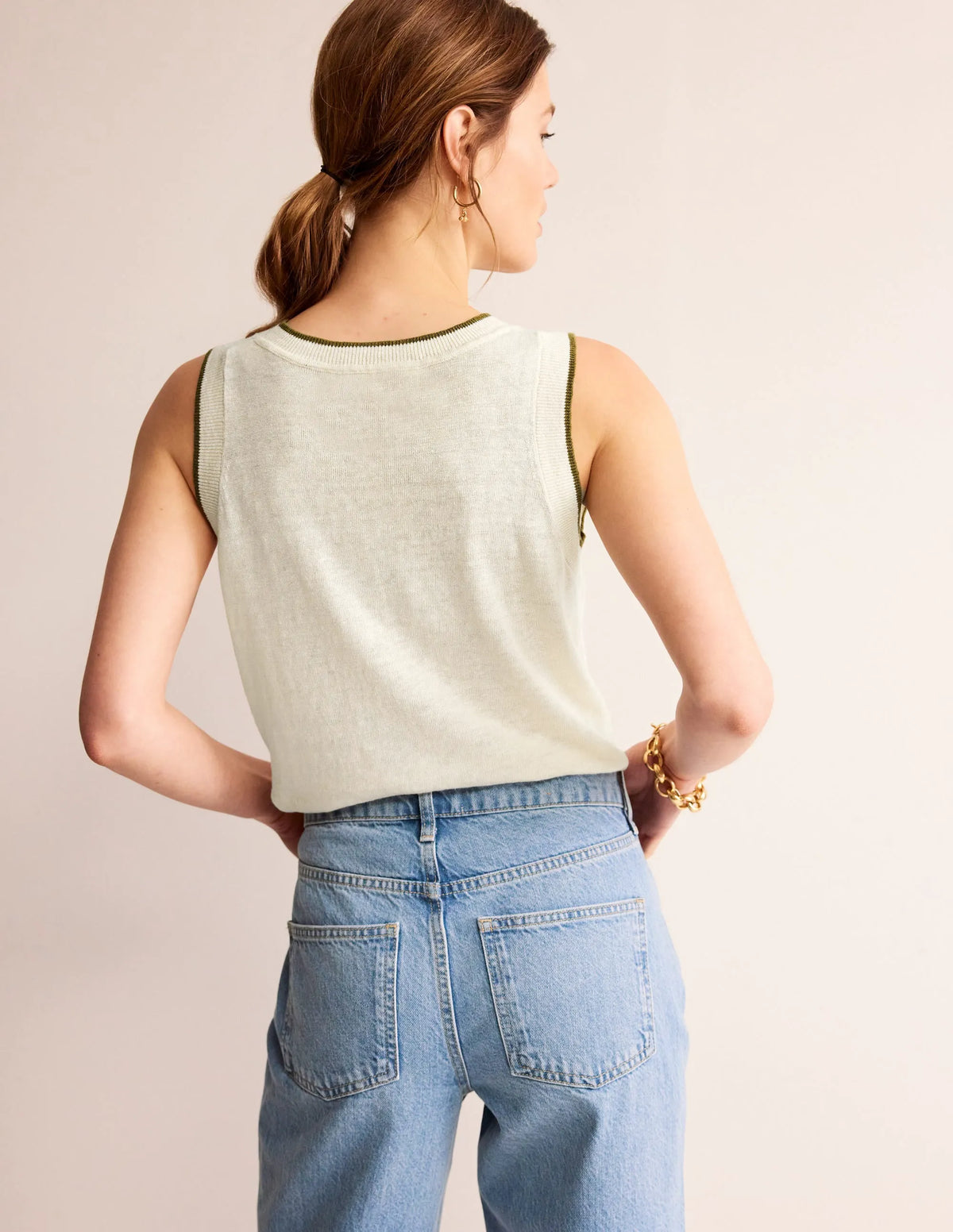 Maggie Linen Vest-Warm Ivory