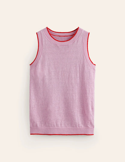Maggie Linen Vest-Soft Peony Pink
