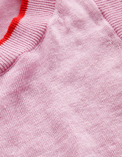 Maggie Linen Vest-Soft Peony Pink