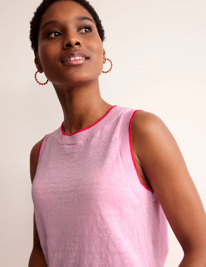 Maggie Linen Vest-Soft Peony Pink