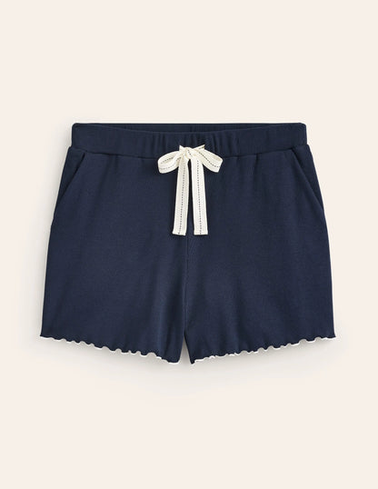 Lettuce Hem PJ Shorts-Navy