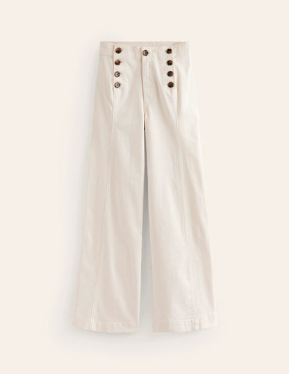 Sailor Wide Leg Pants-Ecru
