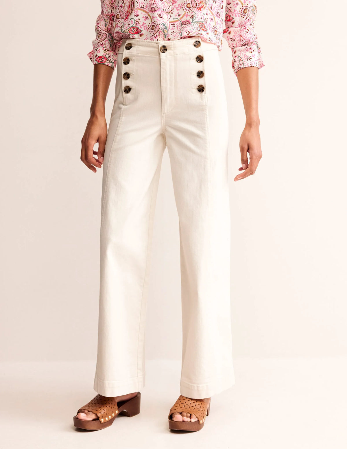 Sailor Wide Leg Pants-Ecru