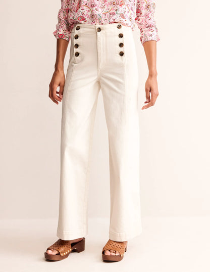 Sailor Wide Leg Pants-Ecru