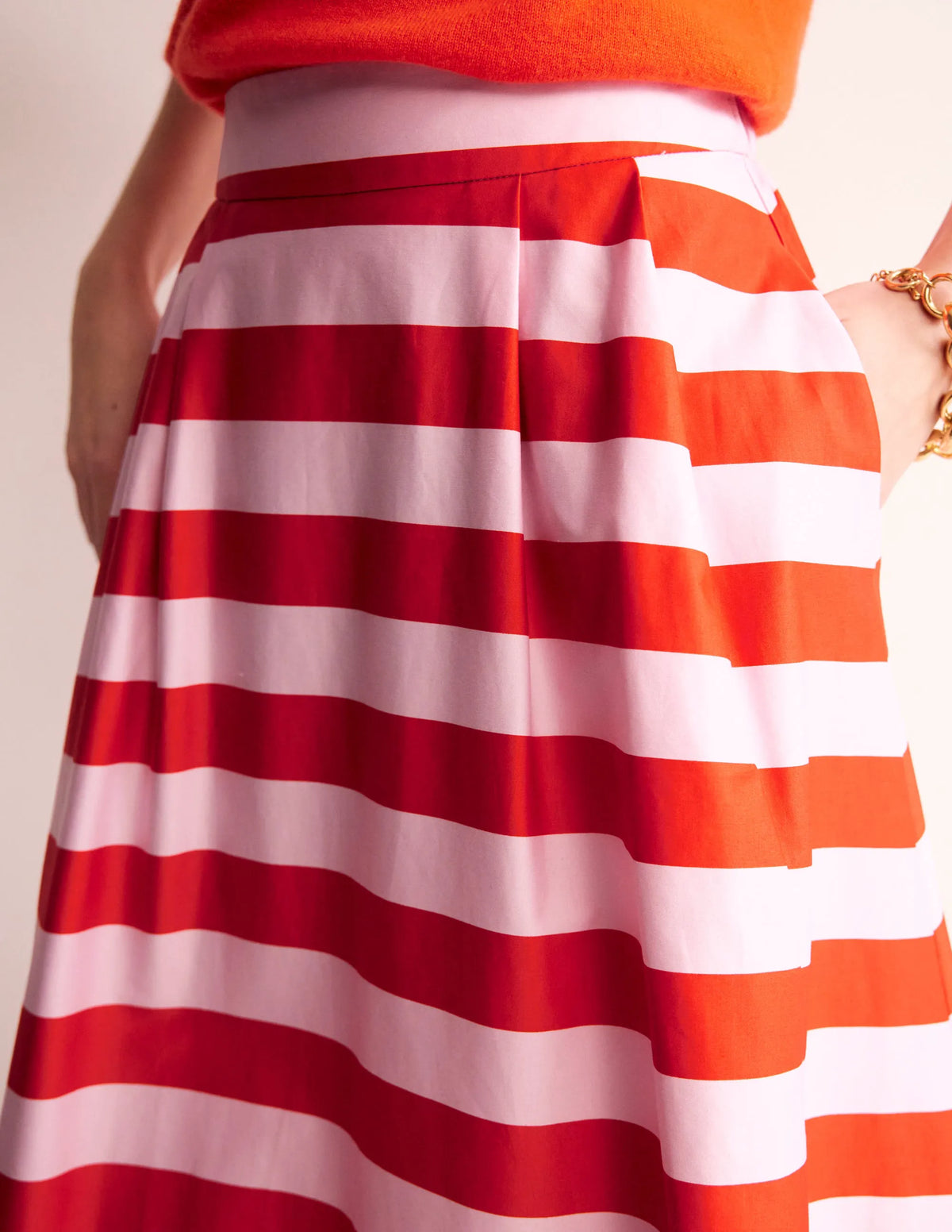 Isabella Cotton Sateen Skirt-Fiesta and Orchid Pink Stripe