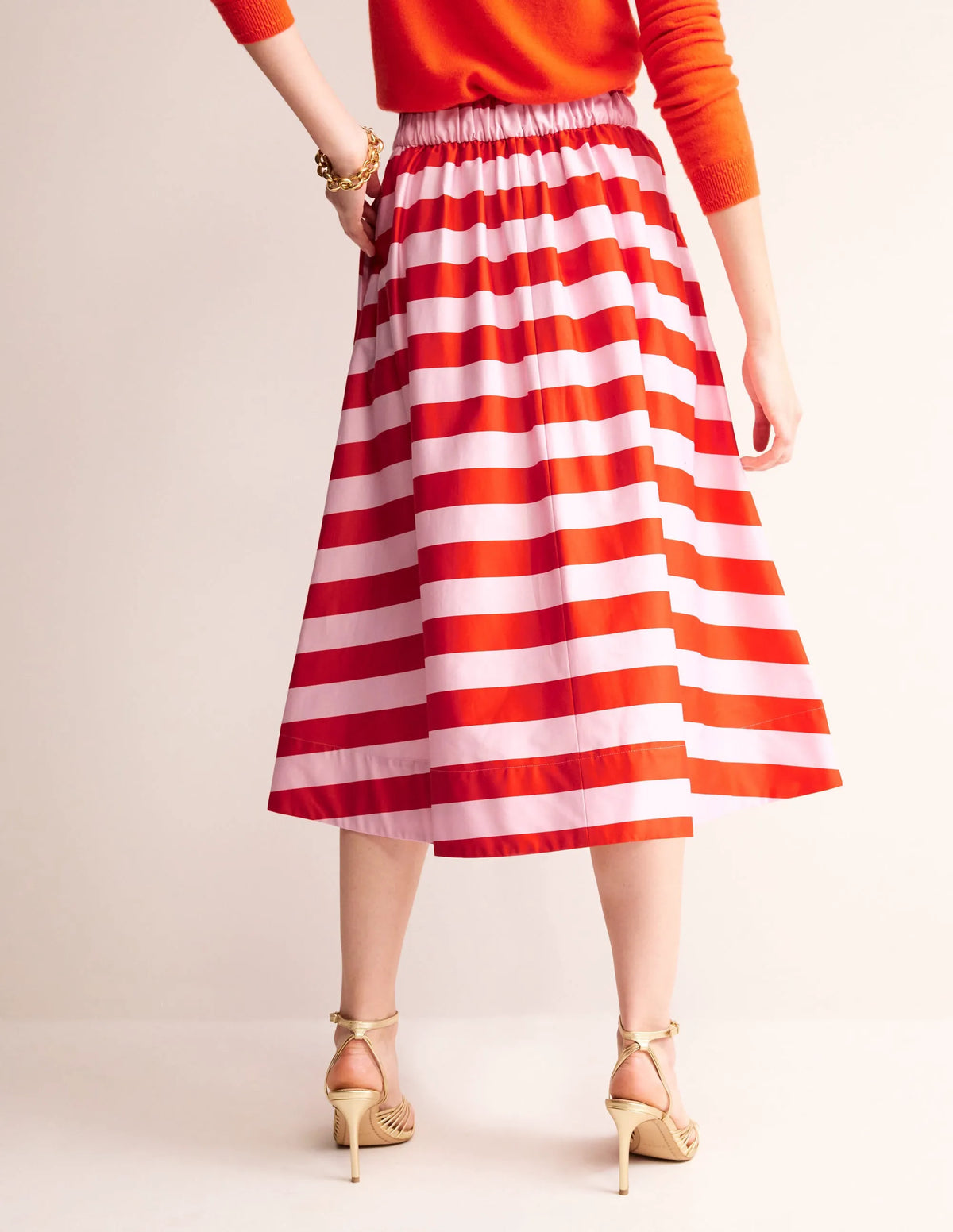 Isabella Cotton Sateen Skirt-Fiesta and Orchid Pink Stripe