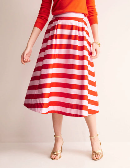 Isabella Cotton Sateen Skirt-Fiesta and Orchid Pink Stripe