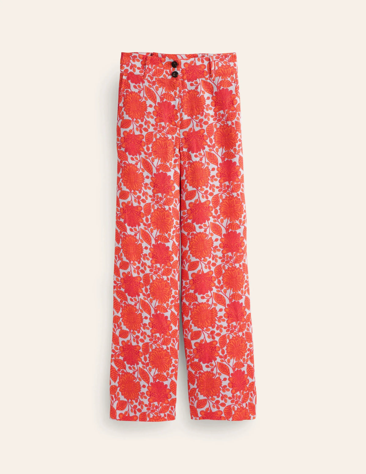 Westbourne Linen Pants-Firecracker, Gardenia Swirl