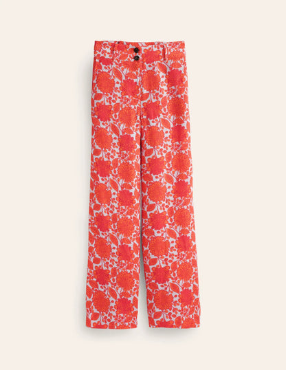 Westbourne Linen Pants-Firecracker, Gardenia Swirl