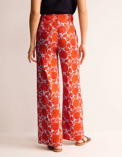 Westbourne Linen Pants-Firecracker, Gardenia Swirl