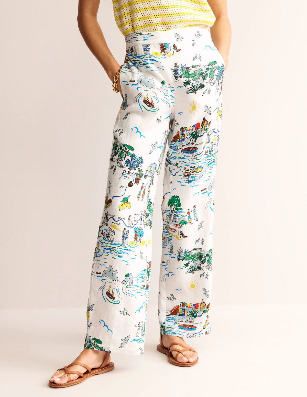 Hampstead Linen Pants-Ivory, Amalfi