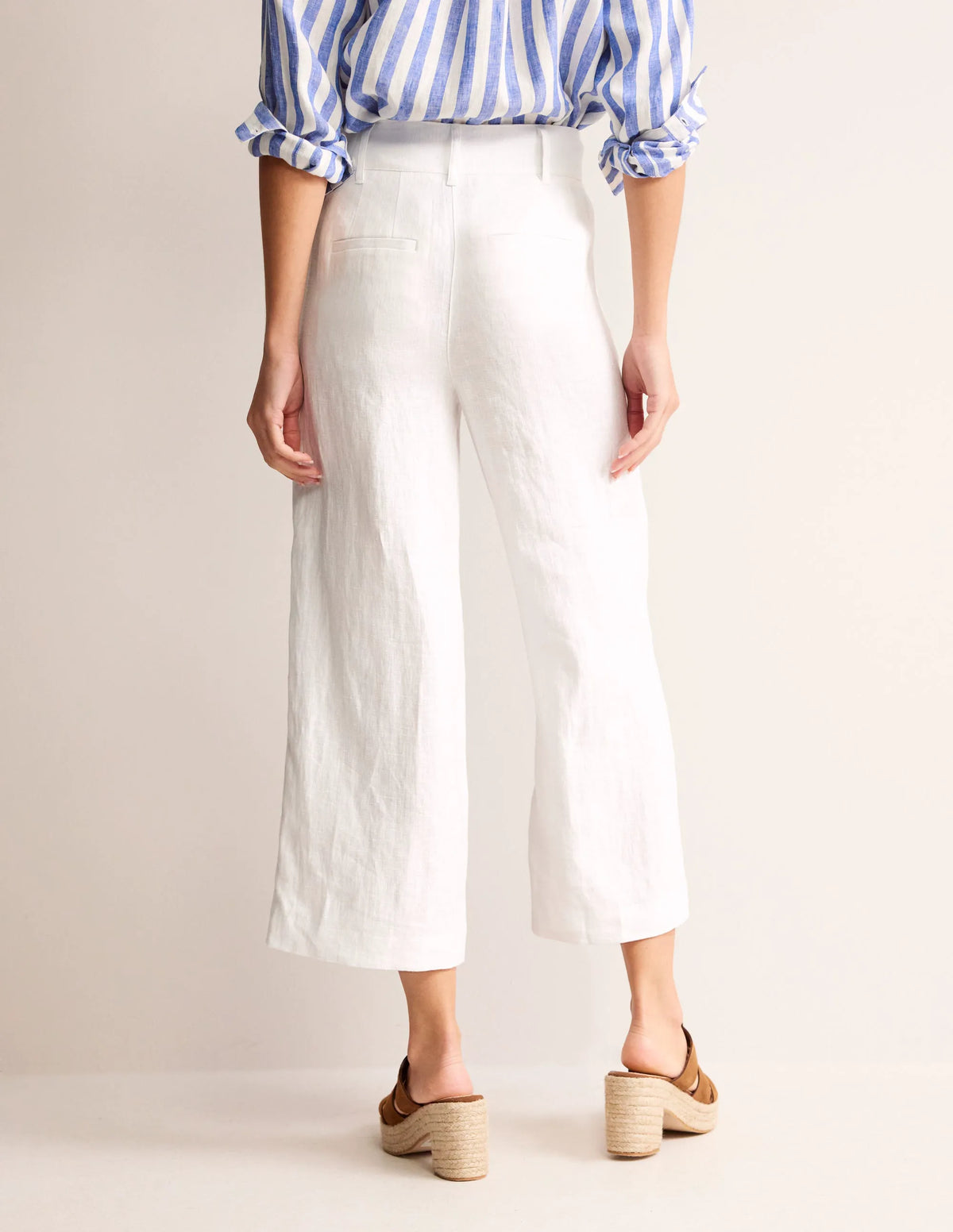 Westbourne Cropped Linen Pants-White